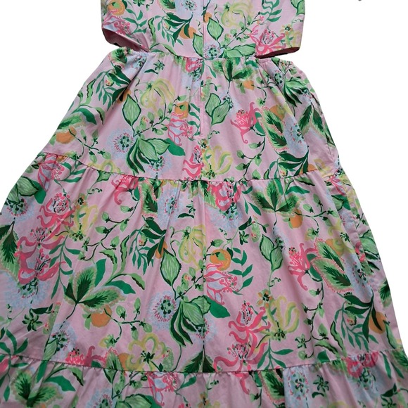 NWT Lilly Pulitzer Lyssa Cotton Midi Dress Womens 12 Pink Cut Out Tiered Pockets - Picture 15 of 16